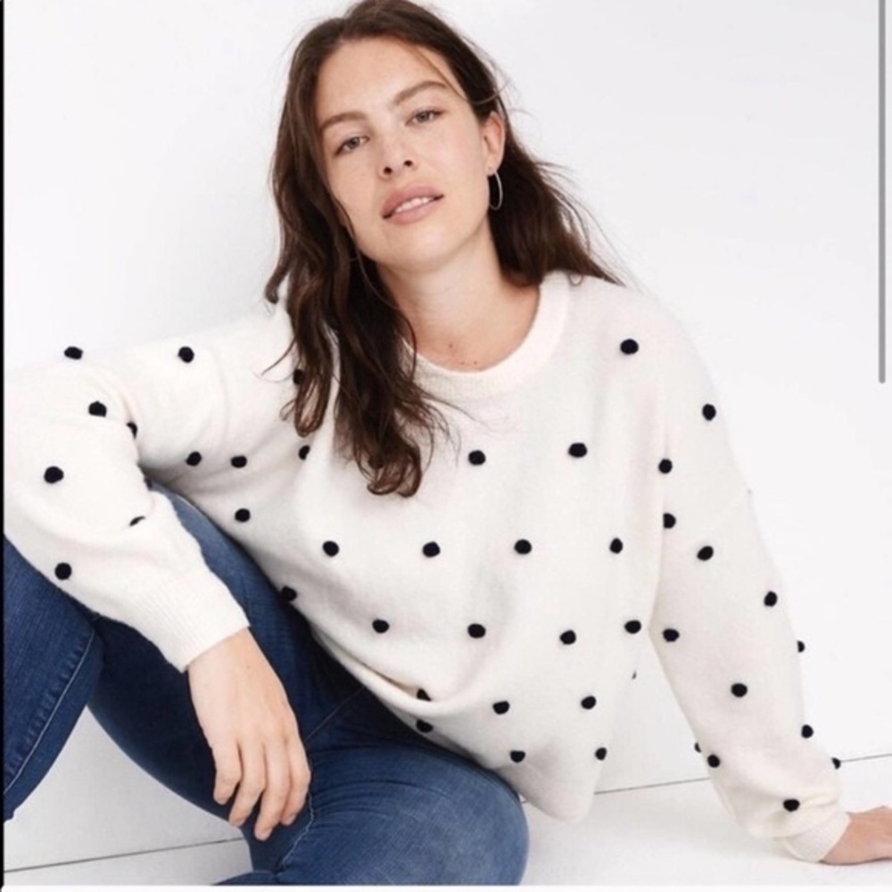 Madewell Pom Pom Sweater w/ Balloon Sleeves